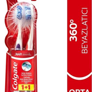 مسواک دستی اورجینال برند Colgate مدل 360 Optik Beyaz Orta 2’li کد 302375540