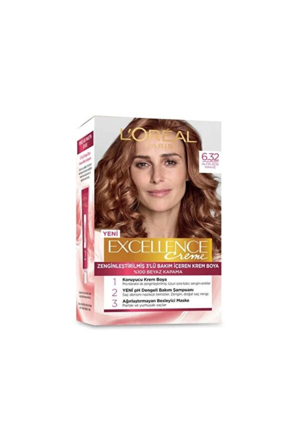 رنگ مو اورجینال برند L oreal paris مدل Excellence 6-32 Açık Altın Kahvesi کد 827668049