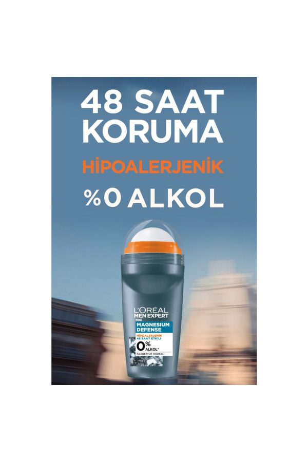 دئودورانت اورجینال برند L oreal paris men expert مدل Magnesium Defense Hypoallergenic Roll On کد 344632851 - Image 3