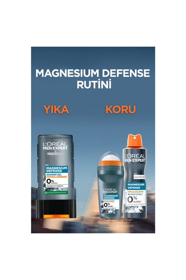 دئودورانت اورجینال برند L oreal paris men expert مدل Magnesium Defense Hipoalerjenik Roll On کد 344634242 - Image 6