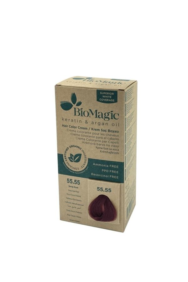 رنگ مو اورجینال برند Biomagic مدل SAÇ BOYASI ŞARAP KIZILI NO:5555 کد 2204608
