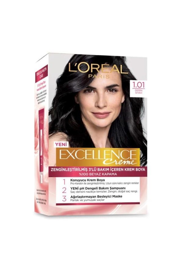 رنگ مو اورجینال برند L oreal paris مدل Excellence Creme Saç Boyası 101 کد 1262252 - Image 2