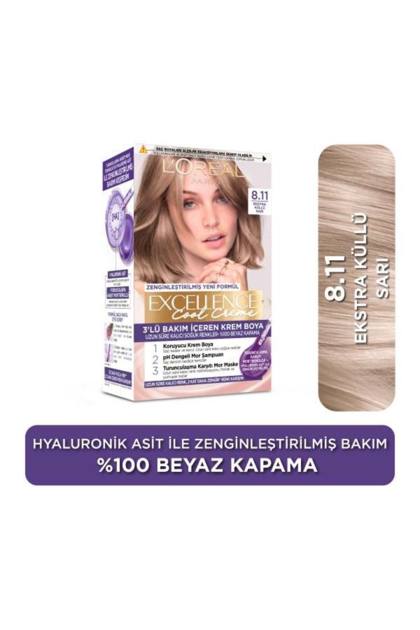 رنگ مو اورجینال برند L oreal paris مدل Excellence Cool Creme 811 کد 833062241