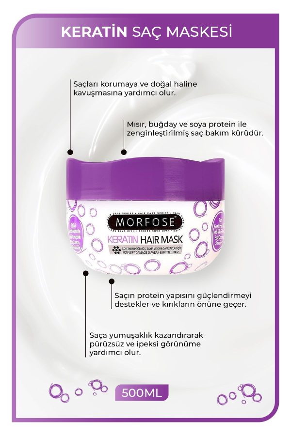 ماسک مو اورجینال برند Morfose مدل Keratinli Saç Maskesi 500 Ml کد 47456708 - Image 2