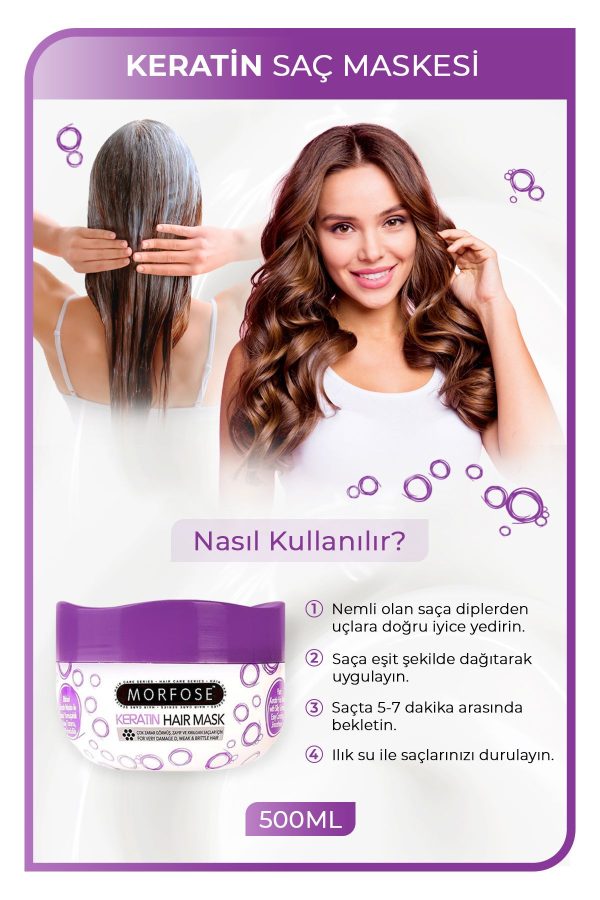 ماسک مو اورجینال برند Morfose مدل Keratinli Saç Maskesi 500 Ml کد 47456708 - Image 3