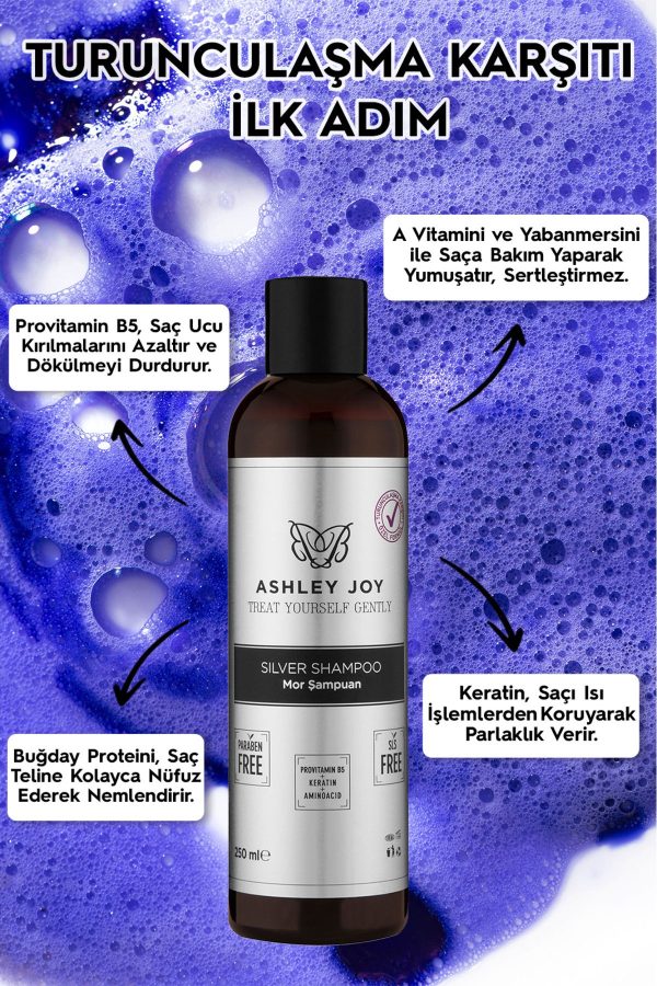 شامپو اورجینال برند Ashley joy مدل Silver Purple Shampoo 250ml X2 کد 762174592 - Image 3