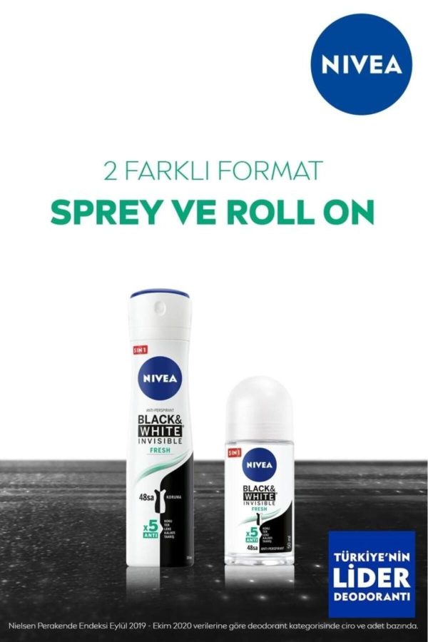 دئودورانت اورجینال برند Nivea مدل Black&white Fresh Invisible کد 1068305 - Image 3