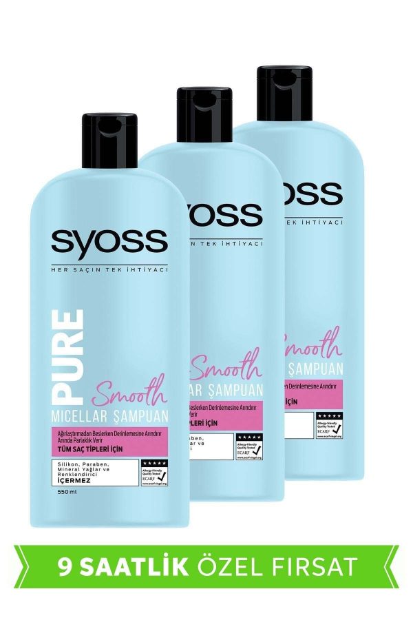 شامپو اورجینال برند Syoss مدل Pure Smooth Mıcellar Sampuan 550Ml کد 6636707
