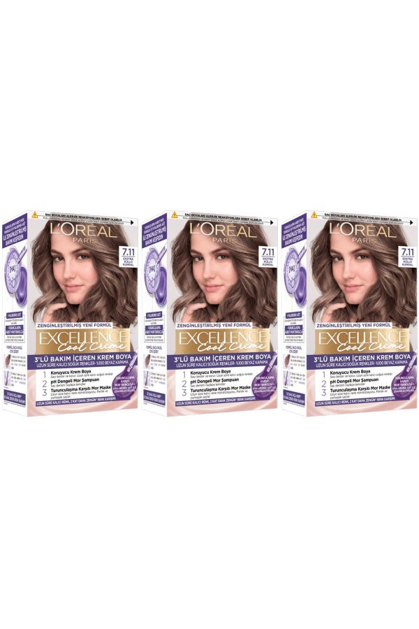 رنگ مو اورجینال برند L oreal paris مدل Excellence Saç Boyası 3'lü Set کد 860422986